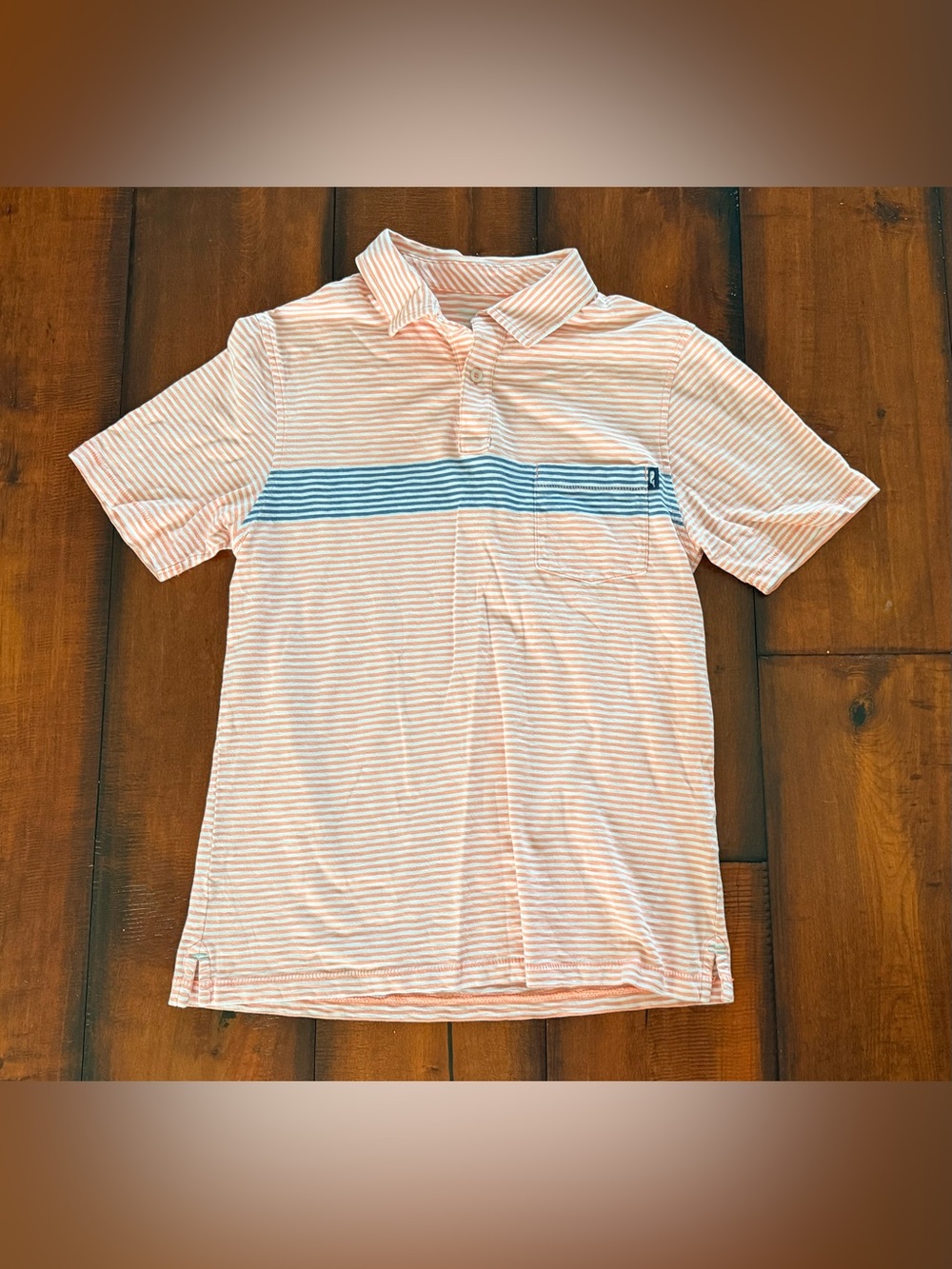 Vineyard Vines Peach & Blue Striped Polo